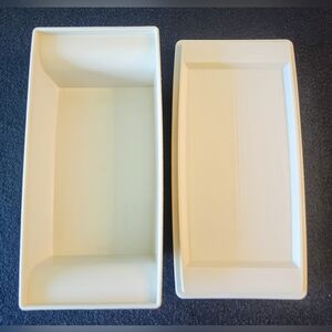 Vintage! Tupperware Double 2 Stick BUTTER DISH Container Holder Almond 1512-3
